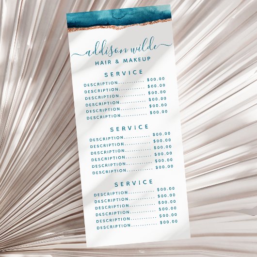 Aquamarine und goldene Rackkarte Werbekarte