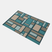 Aquamarine und goldene Rechtecke im Mittelalter Fußmatte (Schrägansicht)