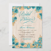 Aquamarine und goldene Rose Elegantes Rustikales B Einladung (Vorderseite)