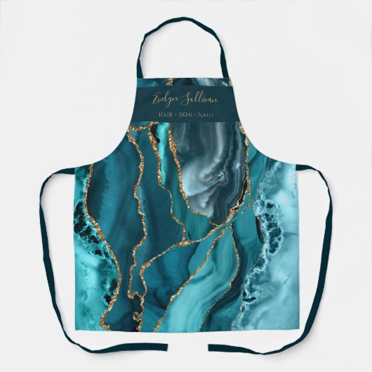 aquamarine und goldene Schönheit berufliche Schürz Schürze (Vorderseite)