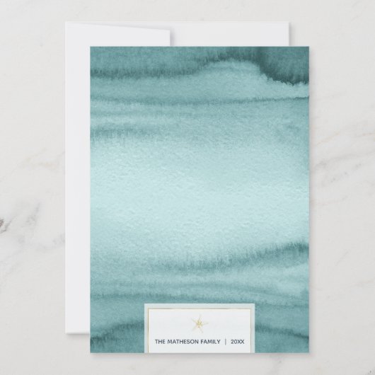 Aquamarine und goldene Seepferde - Weihnachten (Rückseite)