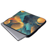 Aquamarine und goldene Spur Abstrakt Laptopschutzhülle (Vorne Knopf)