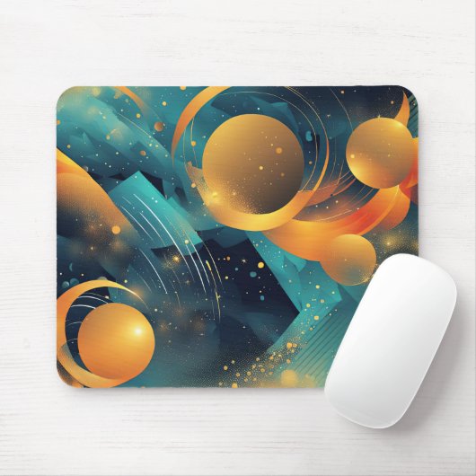 Aquamarine und goldene Spur Abstrakt Mousepad (Mit Mouse)