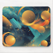 Aquamarine und goldene Spur Abstrakt Mousepad (Vorne)