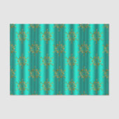 Aquamarine und goldene Stars Weihnachten Seidenpapier (Vorderseite)