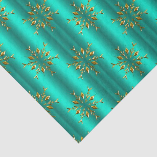 Aquamarine und goldene Stars Weihnachten Seidenpapier (Ausschnitt)