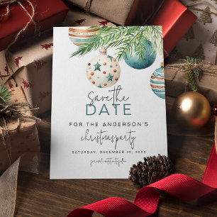 Aquamarine und goldene Tree Ornamente   Weihnachts Save The Date
