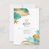 Aquamarine und goldene tropische Bat Mitzvah