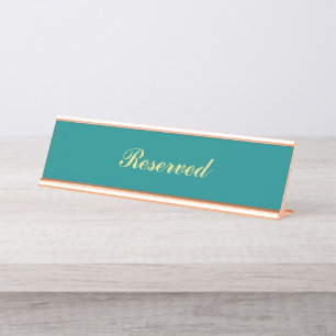 Aquamarine und goldene Unterschrift Schreibtischnamensplakette