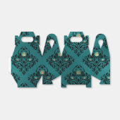 Aquamarine und goldene Vintage Rose Damask Geschenkschachtel (Ungefaltet)