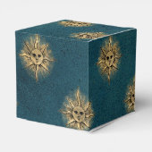 Aquamarine und goldene Vintage Sonne Geschenkschachtel (Rückseite)