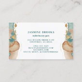 Aquamarine und goldene Wasserfarbe Visitenkarte (Rückseite)