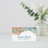 Aquamarine und goldene Wasserfarbe Visitenkarte (Stehend Vorderseite)