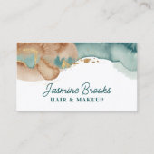 Aquamarine und goldene Wasserfarbe Visitenkarte (Vorderseite)