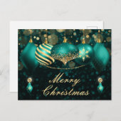 Aquamarine und goldene Weihnachtsbaumschmuck Feiertagspostkarte (Vorne/Hinten)