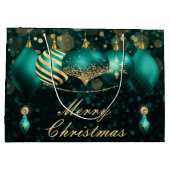 Aquamarine und goldene Weihnachtsbaumschmuck Große Geschenktüte (Rückseite)