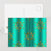 Aquamarine und goldene Weihnachtssterne Postkarte (Vorne/Hinten)