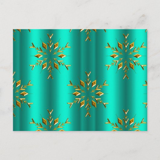 Aquamarine und goldene Weihnachtssterne Postkarte (Vorderseite)