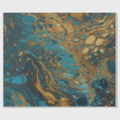 Aquamarine und goldfarbene Acrylputze Nahtlos Geschenkpapier (Flach)