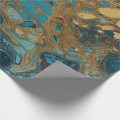 Aquamarine und goldfarbene Acrylputze Nahtlos Geschenkpapier (Ecke)