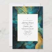 Aquamarine und goldfarbene Hochzeit Einladung (Vorderseite)