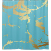 Aquamarine und goldfarbene Marmorlackierung Abstra Duschvorhang (Vorderseite)