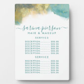 Aquamarine und goldfarbene Speisekarte mit moderne Fotoplatte (Vorderseite)