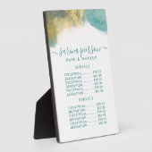 Aquamarine und goldfarbene Speisekarte mit moderne Fotoplatte (Seite)