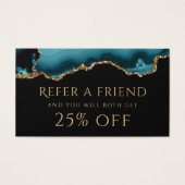 aquamarine und goldfarbene Überweisungskarte (Vorderseite)