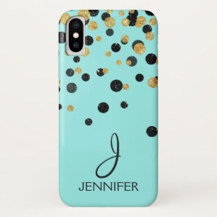 Aquamarine und GoldfolieGirly Confetti-Monogramm Case-Mate iPhone Hülle