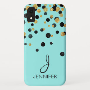 Aquamarine und GoldfolieGirly Confetti-Monogramm Case-Mate iPhone Hülle