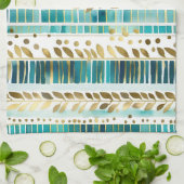 Aquamarine und goldgelbe Mischung und passende Str Geschirrtuch (Gefaltet)