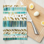 Aquamarine und goldgelbe Mischung und passende Str Geschirrtuch (Viertel Falte)