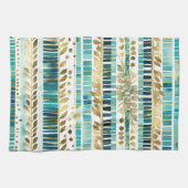 Aquamarine und goldgelbe Mischung und passende Str Geschirrtuch (Horizontal)