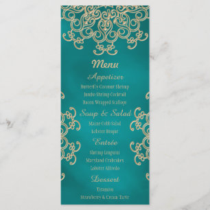Aquamarine und Goldindische Art-Menü-Karten Menükarte