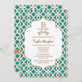 Aquamarine und goldmarokkanische Baby Girl Babydus Einladung (Vorne/Hinten)