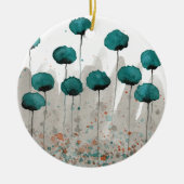 Aquamarine und graue Blume Keramik Ornament (Vorne)