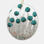 Aquamarine und graue Blume Keramik Ornament (Links)
