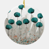 Aquamarine und graue Blume Keramik Ornament (Hinten)