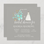 Aquamarine und graue Brautdusche Einladung (Vorne/Hinten)