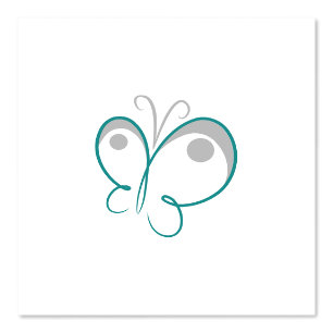 Aquamarine und graue Butterfly Sketch auf Weiß Tapete