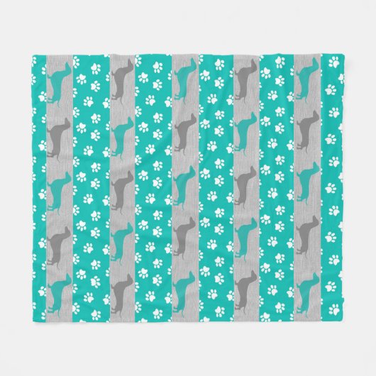 Aquamarine und graue Dackel Fleece Blanket (Vorderseite (Horizontal))