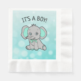Aquamarine und graue Elephant Themed Baby Dusche Serviette