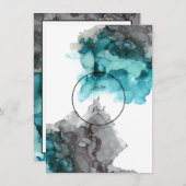 Aquamarine und graue Hochzeitseinladung Einladung (Vorne/Hinten)