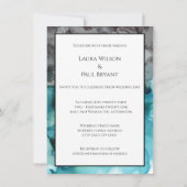Aquamarine und graue Hochzeitseinladung Einladung (Rückseite)