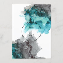 Aquamarine und graue Hochzeitseinladung