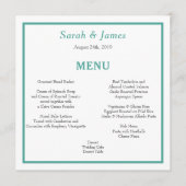 Aquamarine und graue Minimalistische Hochzeitsempf Menükarte (Vorderseite)