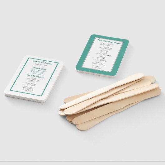 Aquamarine und graue Minimalistische Hochzeitsprog Fächer (Non-assembled)