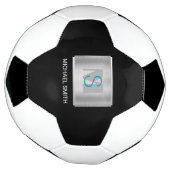 Aquamarine und graue Monogramm, Silbername, schwar Fußball (Gedreht)