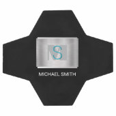 Aquamarine und graue Monogramm, Silbername, schwar Fußball (Flach)